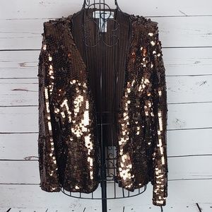 Adrianna Papell Brown Sequined Evening Jacket